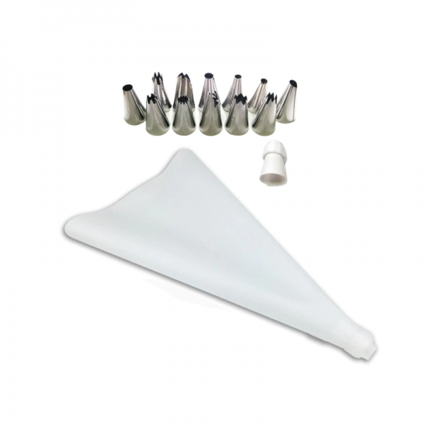 cake decorating nozzle set with piping bag and coupler