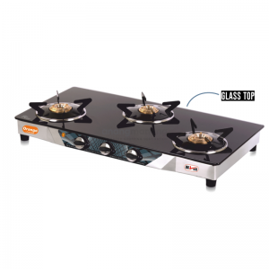 Orange Glorious Glass Top 3Burner Gas Cooker - Image 1