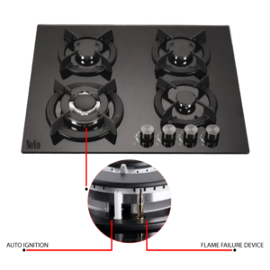 Novo 4 Burner Glass Top Gas Cooker Hob - Image 1