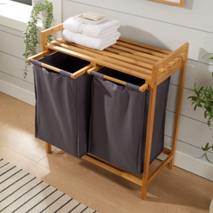 Bamboo Laundry Hamper with Dual Compartments - Image 4