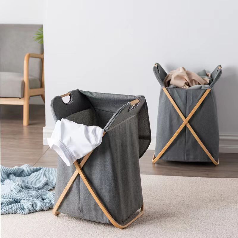 Bamboo Foldable Laundry Hamper with Washable Liner