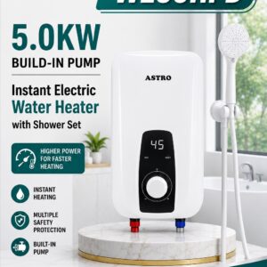 5.0KW Astro Instant Electric Water Heater Shower Set with Built-in Pump
